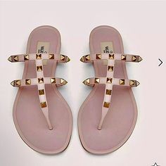 Gorgeous Nude Valentino Rockstud Flat Sandals Only Tried But Not Worn So Nwot See Photos.. No Box Unfortunately Size 40 Eu Please See Photos Flawless. Gold Hardware Studs. Dont Have A Posh Account ? Use My Code Twiceloved Luxury When You Sign Up And Get 10.00 Credit Towards Your First Purchase. Luxury Spiked Sandals For Summer, Designer Spiked Sandals For Summer, Valentino Rockstud Flats, Rockstud Flats, Valentino Garavani Shoes, Rubber Sandals, Valentino Rockstud, Flat Sandals, Valentino Garavani