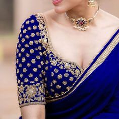 Blouse Designs Latest For Marriage, Onam Designs, Saree Engagement, Ideas For Wedding Ceremony, Velvet Blouse Design, Magam Work, Work Blouse Designs, Blue Blouse Designs, Lehenga Design