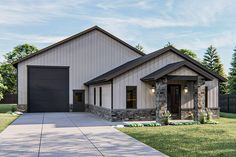 this is an image of a house in the country style with stone and brick accents