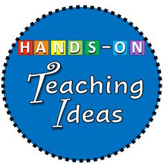 a blue circle with the words hands - on teaching ideas written in multicolored letters