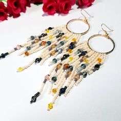 Bohemian Heishi Beaded Earrings With Dangling Beads, Bohemian Beaded Earrings With Dangling Heishi Beads, Things To Make With Beads, Modern Urban Style, Bead Fringe Earrings, Shoulder Duster Earrings, Seed Beads Earrings, Beaded Jewelry Earrings, Ombre Earrings