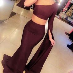 Prom Dresses Wine Red, Formal Dresses Party, Mermaid Style Prom Dresses, Red Formal Dresses, One Shoulder Prom Dress, Flare Sleeve Dress, Long Sleeve Prom, Piece Prom Dress, Women's Evening Dresses