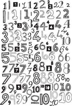 Letritas - Salvabrani  FB3 Drawing Numbers Design Art, Creative Numbers Design Ideas, Number Doodles, Journaling Numbers, Bujo Organization, Doodle Numbers, Draw Numbers, Handlettering Fonts, Fonts Numbers