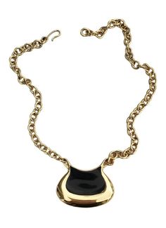 Vintage 80's Modernist MONET Black Enamel and Gold Tone Pendant Statement Necklace Condition: Pre-owned, very good to excellent! Measurements: Approximately 19 inches long and 2.25 inch wide pendant Circa Late 70's to 80's Vintage retro modernist black enamel and gold tone pendant necklace by Monet.  Features a rolo link style chain with an adjustable hook closure for easy on and off.  Signed Monet on the back side.  FREE SHIPPING, US Only  Thank you for looking and don't forget to check out my Black Enamel, Necklace Etsy, Jewelry Necklace Pendant, Don't Forget, Retro Vintage, Statement Necklace, Gold Tones, Jewelry Necklaces, Pendant Necklace