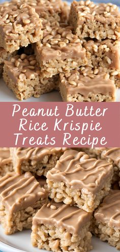 peanut butter rice krispie treats recipe on a plate