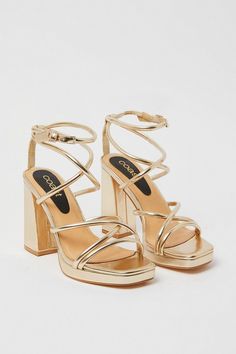 Heels | Teddi Strappy Platform High Block Heeled Sandals | Coast Grad Heels, Hoco Heels, High Heels Prom, Hoco Shoes, Homecoming Heels, Graduation Heels, Graduation Shoes, Hoco Inspo, Homecoming Shoes