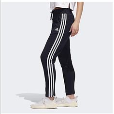 Adidas Originals Women’s W Zne Pant, New With Tags Never Worn, The First Picture Is Exactly The Same Pants, Just Different Color. White Pants With Three Stripes, Adidas White Trousers, Fitted White Joggers, Adidas Jogging Pants, Adidas Soccer Pants, Soccer Pants, Adidas Sweats, Adidas Sweatpants, Black And White Leggings