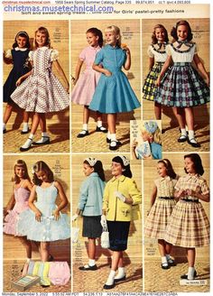 Vintage Girls Clothes, Old School Fashion, Vintage Kids Clothes, Seventies Fashion, 20th Century Fashion, Sixties Fashion, Christmas Catalogs, Historical Dresses, Moda Vintage