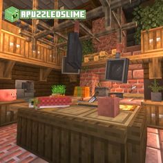 a room filled with lots of different types of furniture and decor in minecraft style