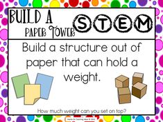 build a paper tower out of paper that can hold a weight with the text below it