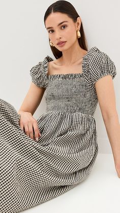 POSSE Mira Dress | Shopbop Seersucker Dress, Linen Midi Dress, Strapless Maxi Dress, Cotton Maxi, Maxi Dress Cotton, Gingham Dress, Gingham Check, India Fashion, Pullover Designs