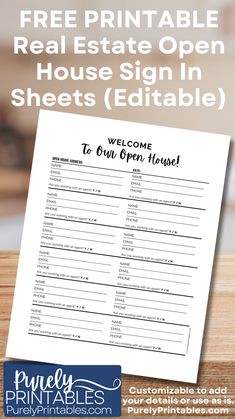 a printable real estate open house sign in sheets