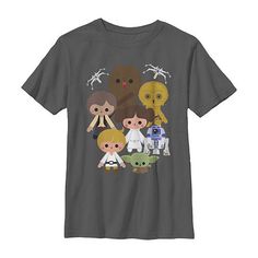 This Star Wars graphic t-shirt for little and big boys is a must for a fan of the franchise. Crafted from 100% cotton for a slim-fit, it features a Star Wars graphic design with all the characters, a crew neckline, and short sleeves. Wear it with jeans or shorts. Character: Star WarsClosure Type: Pullover HeadFit: Slim FitNeckline: Crew NeckSleeve Length: Short SleeveFiber Content: 100% CottonFabric Description: KnitCare: Machine Wash, Tumble DryCountry of Origin: Imported Tops Graphic, Big Boys, Sale House, Kids Boys, Shirts Tops, Graphic T Shirt, Graphic Tshirt, Star Wars, Short Sleeves