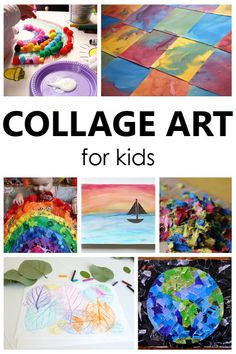 collage art for kids with the words collage art overlayed on top