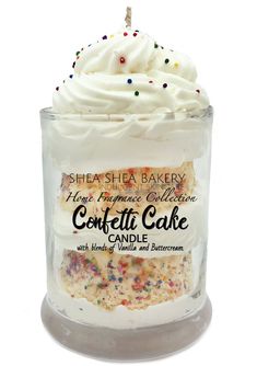 a cake in a jar with sprinkles on top