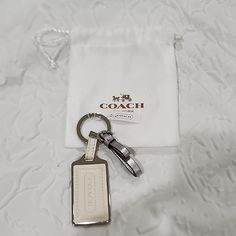 Off White Leather Coach Bag Charm Coach Silver Bags For Gifts, Coach Rectangular Bag With Interior Key Chain Holder, Leather Coach, Coach Bag, Coach Bags, White Leather, Color White, Off White, Leather