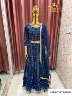 This is semi stitched lehenga and contains lehenga, choli and dupatta. For any assistance or query whatsapp us at +91-9079290206 or mail us at heertheweddingstore@gmail.com Semi-stitched Royal Blue Bollywood Anarkali Set, Blue Self-design Georgette Lehenga, Blue Floor-length Palazzo Set For Party, Unstitched Blue Gown With Dabka Work, Blue Floor-length Palazzo Set With Zari Work, Blue Unstitched Gown With Dupatta, Anarkali Style Georgette Choli With Self Design, Anarkali-style Sharara For Reception With Self Design, Self Design Salwar Kameez For Reception Navratri