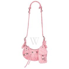 Balenciaga Ladies Shoulder Bag. SKU: 671309 2AAFO 5812. Color: Pink. Size: L 10.2" x H 6.3" x W 2.7". Balenciaga Pink XS Le Cagole Shoulder Bag. Made from 100% modal, this bag features an aged-silver hardware, Tone-on-tone Balenciaga logo debossed on mirror, a cotton canvas lining, zipped closure with knotted leather puller, leather braided shoulder pad, adjustable shoulder strap. Made in Italy. Pink Shoulder Bag, Balenciaga Logo, Versace Watch, Fine Pens, Pink Handbags, Fragrance Gift, Cheap Gifts, Denim Shoes, Fragrance Gift Set