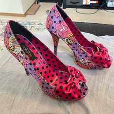 Iron Fist 5” Pumps Purple/ Pink Flowers & Skulls ***New*** In Box Never Worn Iron Fist Shoes, Pink Stuff, Iron Fist, Flower Skull, Shoes Women Heels, Pink Purple, Pink Flowers, New Color, Shoes Heels