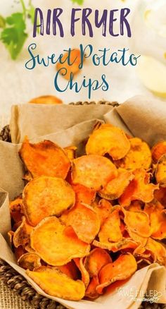 air fryer sweet potato chips in a basket