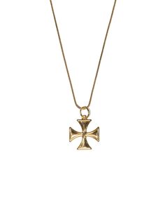 18K Gold Filled 16 Inches Long Classic Gold Necklaces With Large Pendant, Classic Gold Necklace With Large Pendant, Gold Necklace With Cross Pendant And Box Chain, Gold Cross Necklace, Maltese Cross, Gold Cross, Hip Hop Fashion, Maltese, Old School