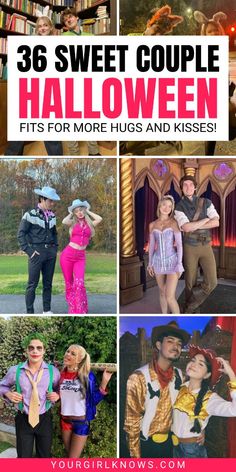 halloween costumes for adults and kids with text overlay that reads,'38 sweet couple halloween