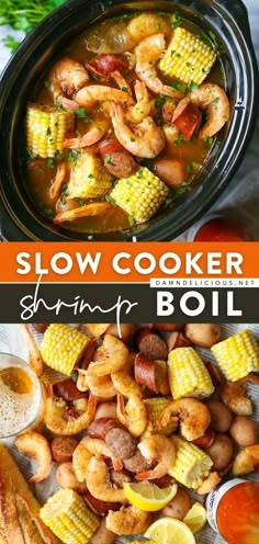 slow cooker shrimp boil with corn on the cob