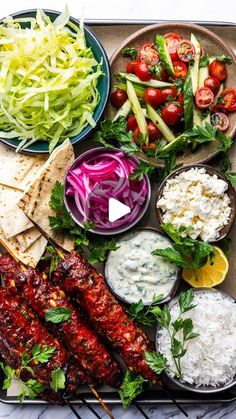 a platter filled with different types of food