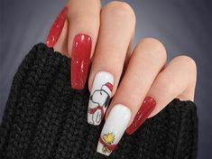 Add a touch of festive cheer to your nails with our delightful Snoopy and Woodstock Christmas Holiday Press on Nails! These hand-painted nails feature adorable designs inspired by the beloved Peanuts characters, Snoopy and Woodstock, in their holiday best. ❤️See More Favorite Holiday Nails here: ❤️ https://www.etsy.com/shop/DawnElleDesigns?ref=seller-platform-mcnav§ion_id=48478594 🍁🧣 Check out Fall/Winter Nails here: 🍁🧣 https://www.etsy.com/shop/DawnElleDesigns?ref=seller-platform-mcnav§ion_id=48478660  See All the Nail Designs  dawnelledesigns.etsy.comYou will receive a full set of 10 nails in your size along with a complimentary gift of a nail file, cuticle stick, alcohol wipes, and nail glue. If you prefer tape tabs instead of glue, just let us know. I am more than happy to personal Christmas Character Nail Art, Christmas Snoopy Nails, Snoopy Christmas Nails, Peanuts Nails, Snoopy Nails, Woodstock Christmas, Alcohol Wipes, Peanuts Characters