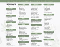 a green and white poster with the words life planner written in it's center