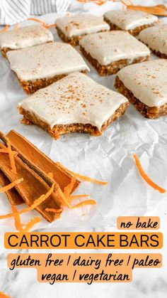 carrot cake bars with no bake gluten free dairy free palen vegan