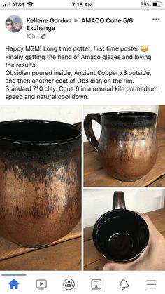 an old black pot is being used as a coffee mug for sale on instagram