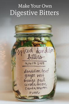 a jar filled with lots of different types of food