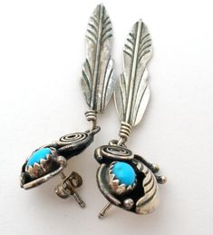 Turquoise Feather Earrings Sterling Silver - The Jewelry Lady's Store Turquoise Feather Earrings, Native American Earrings, Southwest Jewelry, Feather Design, Blue Gemstones, Feather Earrings, Earrings Sterling Silver, Silver Turquoise, Turquoise Sterling Silver