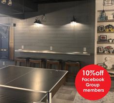 an indoor ping pong table is on sale for 10 % off at the store