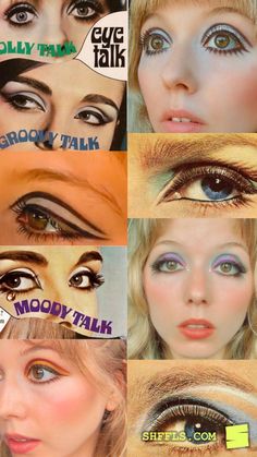 60s Womens Makeup, 80s Eyeshadow Palette, 1960 Eye Makeup, 60s Women Makeup, 60s Gogo Makeup, 1970 Makeup Look, 70s Inspired Makeup Hippie, 70s Eyeshadow 1970s Makeup, 70s Eyeliner