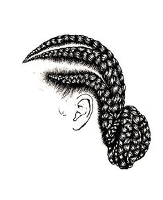 Cornrow Drawing, Braids Logo Design, Luis Tattoo, Ponytail Drawing, Black Hair Inspiration, Black Braided Hairstyles, Lilies Drawing