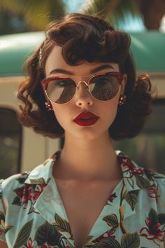 These Vintage 1950s Hairstyles Are So Chic, You'll Want To Buy A Poodle Skirt - Pinch Of Glam 1940s Hair With Bangs, 1951 Hairstyles, Vintage Summer Hairstyles, Vintage Inspired Hairstyles, 1950s Womens Hairstyles, Pin Up Hairstyles For Short Hair, 50s Pin Up Hair, 1940s Waves, 50s Short Hair