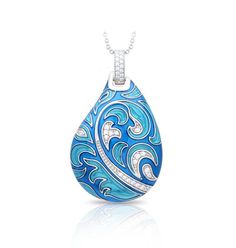 The Fernhaven Pendant features the finest hand-painted, translucent Italian enamel. Set in platinum-plated sterling silver, with accent stones, this sumptuous set releases your wild side! A unique and majestic piece, the Fernhaven Pendant is designed for those who dare to be different. Show off your style with this remarkable blend of captivating colors and fine materials. Materials: Hand-painted translucent Italian enamel with white stones set into platinum-plated, nickel allergy-free, 925 ster Luxury Enamel Inlaid Jewelry, Elegant Enamel Inlay Jewelry, Luxury Silver Jewelry For Art Collection, Elegant Enamel Jewelry With Inlay, Artistic Enamel Jewelry For Formal Occasions, Elegant Teardrop Enamel Jewelry, Luxury Silver Jewelry With Inlay, Elegant Turquoise Hand Painted Jewelry, Elegant Hand Painted Turquoise Jewelry