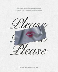 a book cover with the words please please and a lipstick - painted image on it