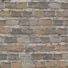 an old brick wall is shown in grey and yellow colors, with some brown bricks on the side