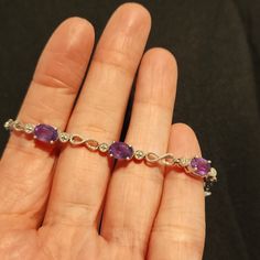 Amethyst Oval Cut Braclet In Sterling Silver. Simply Beautiful And Listed Today On Zales For $210 So This Is A Bargin! Create A Bundle With One Of My Closet Items Of $10 Or Less And Get That Item For Free With Purchase Of This Item! Amythest Bracelet, Zales Jewelry, Amethyst Bracelet, Simply Beautiful, Oval Cut, Womens Jewelry Bracelets, Jewelry Accessories, Amethyst, Gems