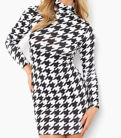 Nwt Boohoo Slinyk Dogtooth Roll Neck Mini Dress In Black/White Size 16 Uk = 12 Us Sold Out Online! Fitted Black Mini Dress With Houndstooth Pattern, Fall Party Dress With Houndstooth Pattern, Fitted Mini Dress With Houndstooth Pattern, Black Houndstooth Mini Dress, Fitted Houndstooth Dress For Party, Fitted Houndstooth Party Dress, Fitted White Mini Dress With Houndstooth Pattern, Fitted White Houndstooth Mini Dress, Chic White Houndstooth Dress