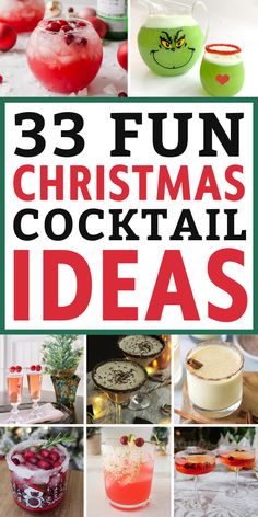 christmas cocktails with text overlay that reads,'3 fun christmas cocktail ideas '