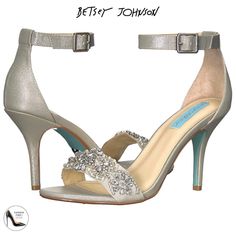 Betsey Johnson Gina Jeweled Ankle Strap Dress Sandals Silver Satin Stiletto Heels Pumps Size 9 New From Blue By Betsey Johnson, The Gina Dress Sandals Feature: Fabric Upper With Embellished Toe Strap Adjustable Buckle Closure Synthetic Lining Synthetic Outsole Approx. 3.5" Covered Stiletto Heel Dress Shoes Special Occasion Shoes Wedding Shoes Bridal Shoes Women’s Sandals White Pumps Silver Pumps Classic Shoes Fashion Shoees This Beautiful Shoes Will Go Great With Jeans Or Paired With Playful Dre Blue By Betsey Johnson, Special Occasion Shoes, Betsey Johnson Shoes, Bridal Heels, Pumps Heels Stilettos, Wedding Heels, Bride Shoes, Prom Shoes, Silver Heels