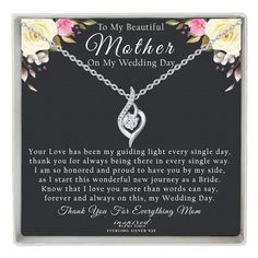 A GIFT WITH LOVE AND MEANING: The bond between a Mother and Daughter is unique and forever. Let your amazing Mom know just how much that bond means to you on your wedding day with this Love Drop necklace and keepsake card that will make a gift she will cherish. ONLY THE BEST QUALITY FOR YOUR MOTHER: This Love Drop pendant is made from solid Sterling Silver 925, accented with flawless cubic zirconia stones, and is the perfect size at 1.0 inch (25mm) tall. The chain is solid Sterling Silver 925 an Gift To Mom, Mother Of The Bride Gift, Bride Gift, Make A Gift, More Than Words, Love You More Than, Drop Necklace, Drop Pendant, Love You More