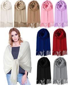 PRICES MAY VARY. Rich in Quantity: our package includes 9 pieces of pashmina shawls and wraps in different colors, rich in quantity and abundant in styles, various for you to wear and replace, making a practical option for your daily life Considerable Size: measuring about 78.8 x 27.6 inches/ 200 x 70 cm, our pashmina shawl provides enough coverage while ensuring that your body are comfort and warm, can be applied as scarf, shawl, scarf, without adding too much weight for you, and you can drape Casual Fall Wedding, Young Adult Fashion, Womens Scarf, Maternity Chic, Cashmere Wrap, Warm Dresses, Pashmina Shawl, Shawl Scarf, Kinds Of Clothes