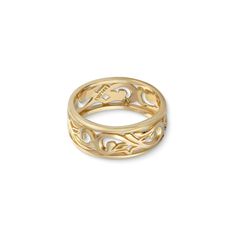 14K Yellow Gold Nalani Ring. The band measures approximately 9mm in width.This ring is available in a Size 10 and cannot be sized. If you wish to Special Order this ring in a different size, please contact Na Hoku Customer Service. Yellow Gold Jewelry With Decorative Open Band, Yellow Gold Open Band Jewelry With Decorative Band, Open Band Ring With Decorative Band For Promise, Yellow Gold Rings With Decorative Thick Band, Decorative Open Band Promise Ring, Yellow Gold Open Band Promise Ring, Yellow Gold Wide Band Promise Ring, Yellow Gold Open Band Wide Ring, Heirloom Ring With Thick Decorative Band