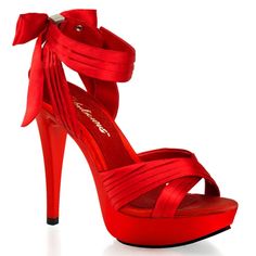 New In Box Red Sexy Cocktail Satin Pleaser Platform High Heels By Fabulicious. Comes With Dust Bag. Ctail568/Rsa/M Us Size 9m Red Shoes Heels, Red Stilettos, Heels Red, Pleaser Shoes, Satin Shoes, Prom Heels, Red High Heels, Bridal Heels, Red Sandals