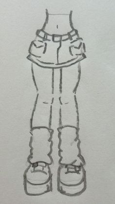 a drawing of a person in overalls and shoes